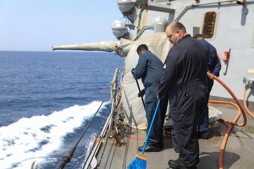 Sailors During Fresh Water Washdown