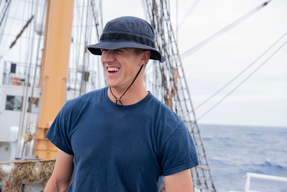 USCGC Eagle gets underway in the Atlantic Ocean