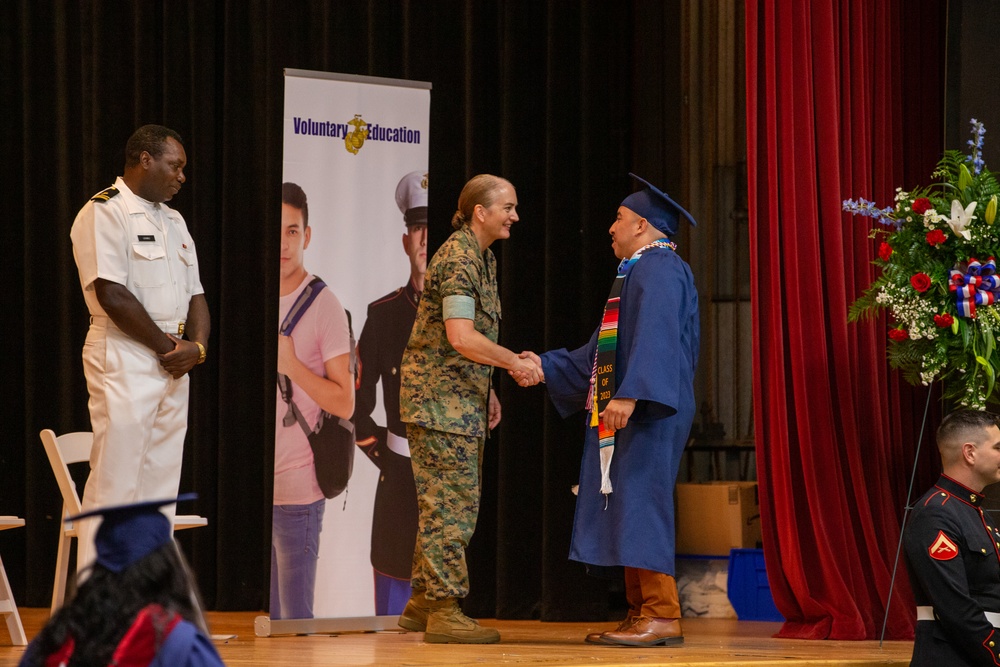 Gunnery Sgt. Paul B. Alejo Jr. recognized at the Joint Collegiate Graduation and Recognition Ceremony