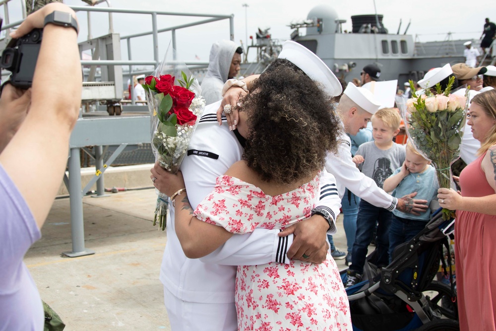 USS Decatur Sailor Greets His Wife After Returning from Deployment