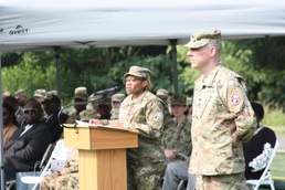 Leaders uncase colors for the Medical Readiness Brigade, NCR