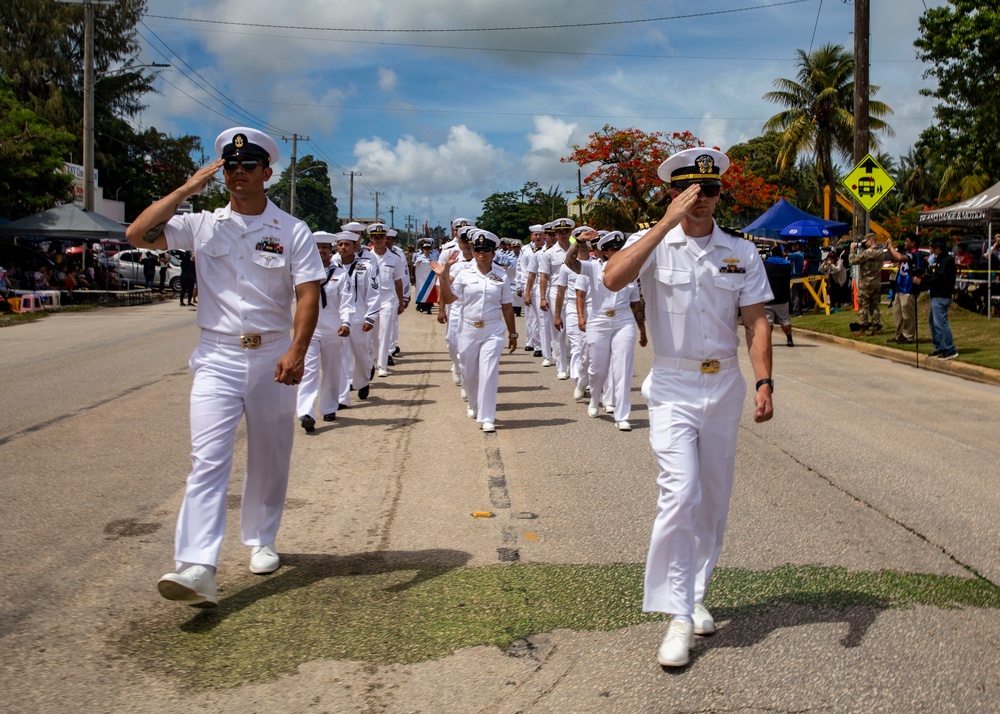 Sailors from USS John Finn March in Liberation Day Parade during Saipan Port Visit