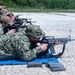 USS MANCHESTER CONDUCTS FIRE AT GUN RANGE NAVAL BASE GUAM