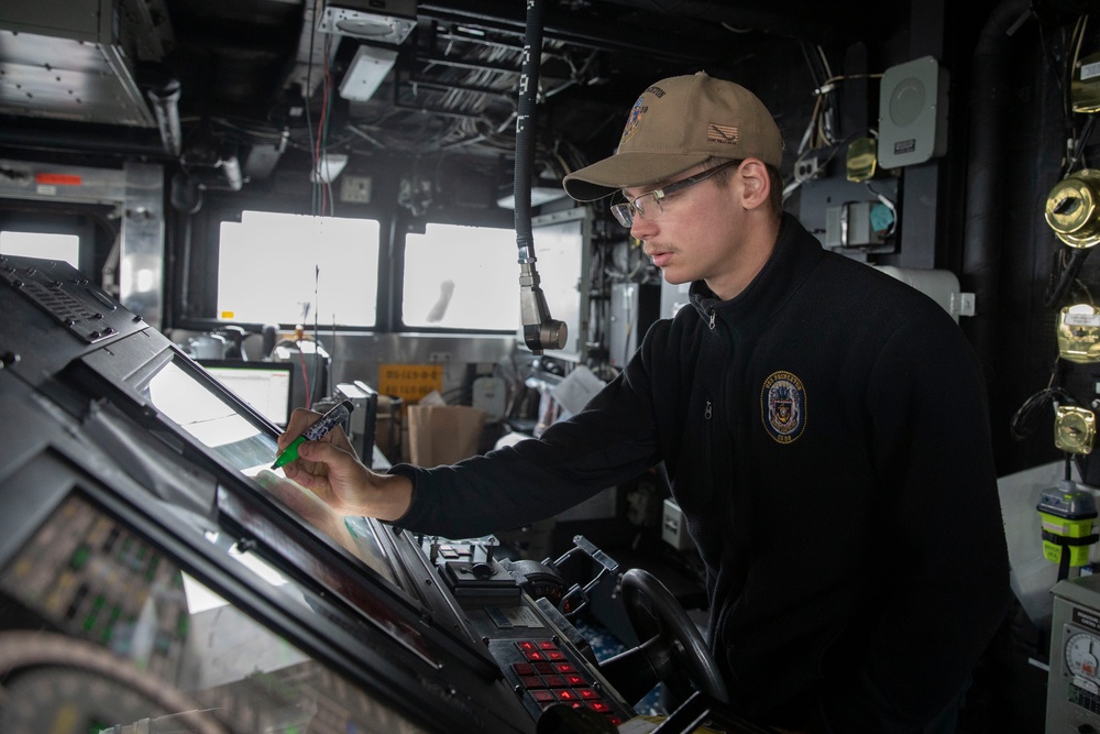 USS Princeton Sailor Stands Watch