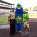 Lt. Col. Brian Cavanaugh and Marines from MARFORCOM participate in Norfolk Tides' &quot;Marine Night&quot; at Harbor Park