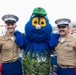 Lt. Col. Brian Cavanaugh and Marines from MARFORCOM participate in Norfolk Tides' &quot;Marine Night&quot; at Harbor Park