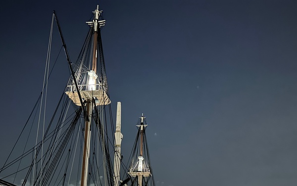 USS Constitution at night