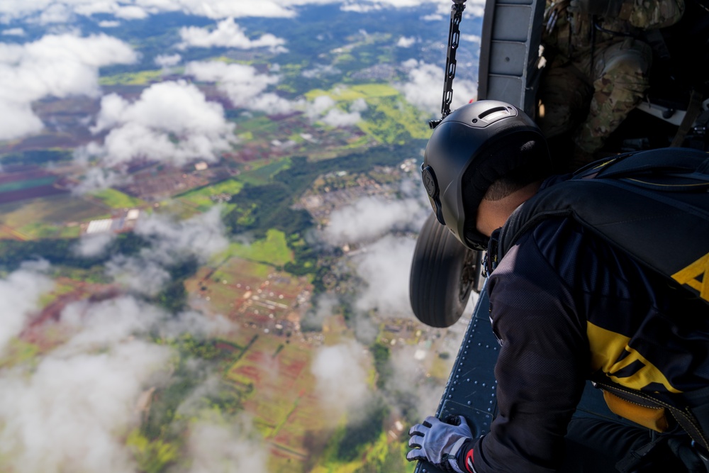 Army Golden Knights jump from UH-60 Blackhawk in Hawaii ahead of Independence Day festivities