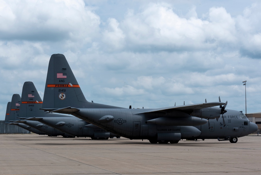 U.S. Airmen with the 182nd Airlift Wing return to Peoria from exercise Air Defender 2023