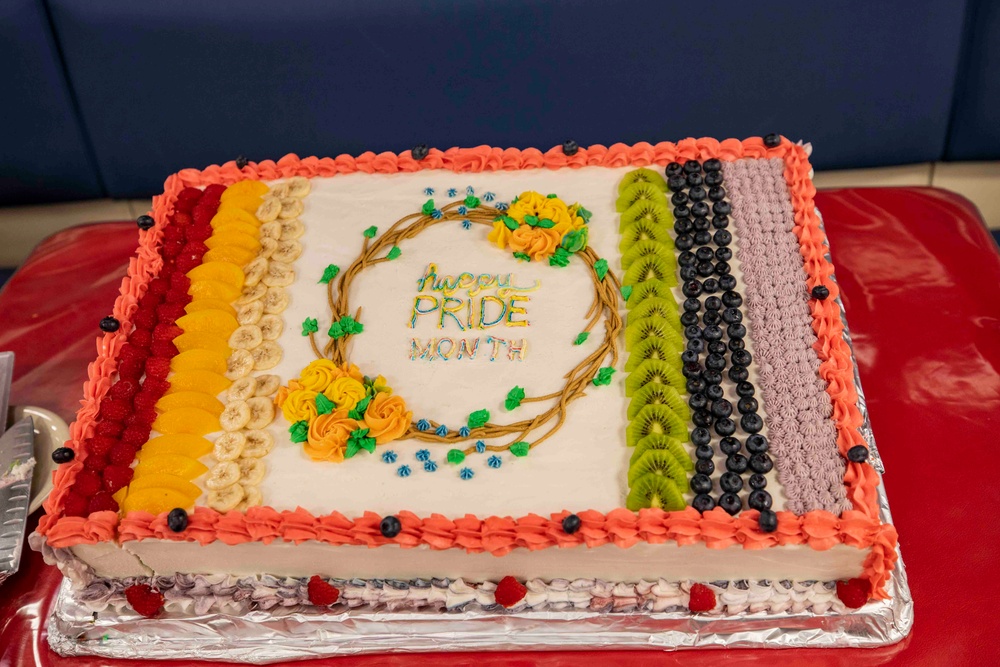 Sailors celebrate Pride Month aboard USS Ralph Johnson (DDG 114), 30 June.