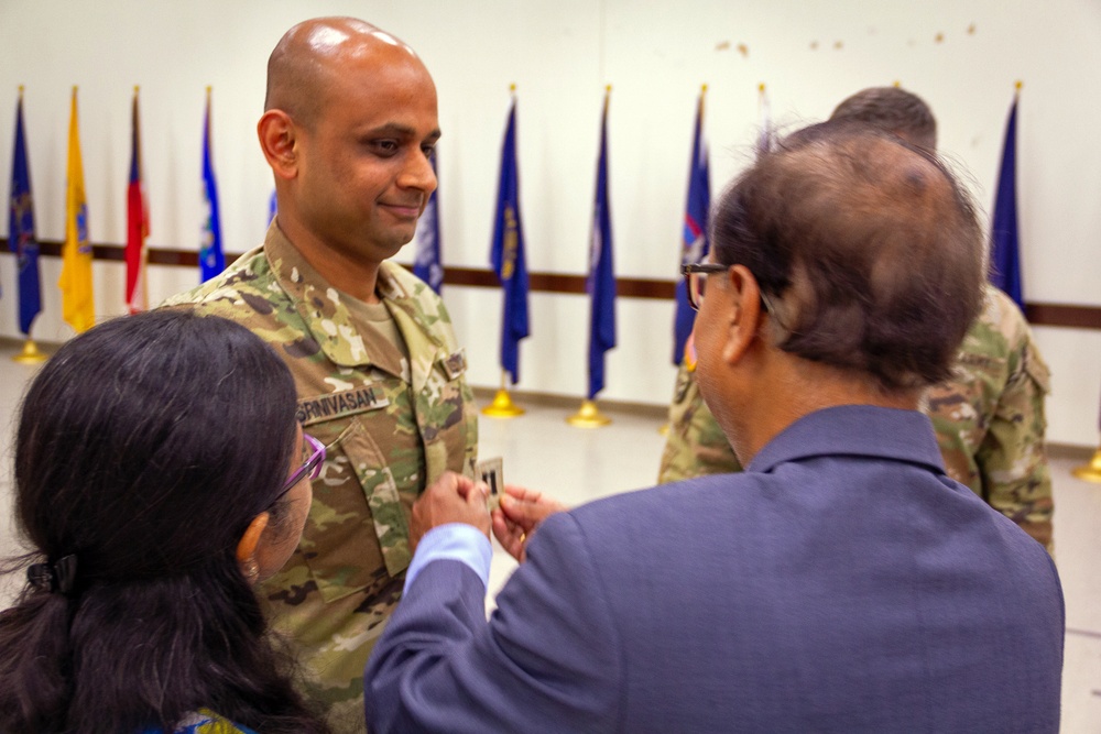 Soldier Receives His Promotion From His Father