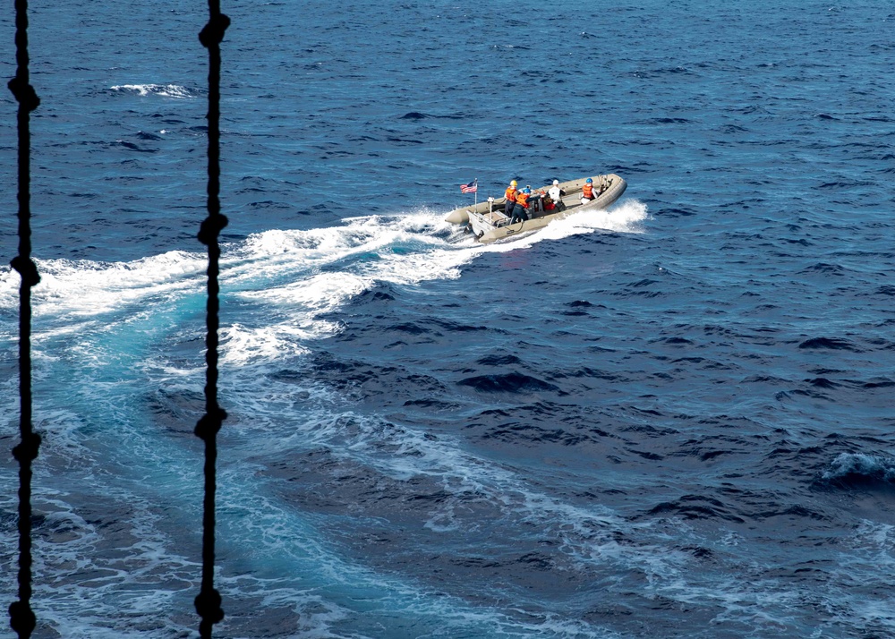 USS Ronald Reagan (CVN 76) Sailors conduct small boat operations training