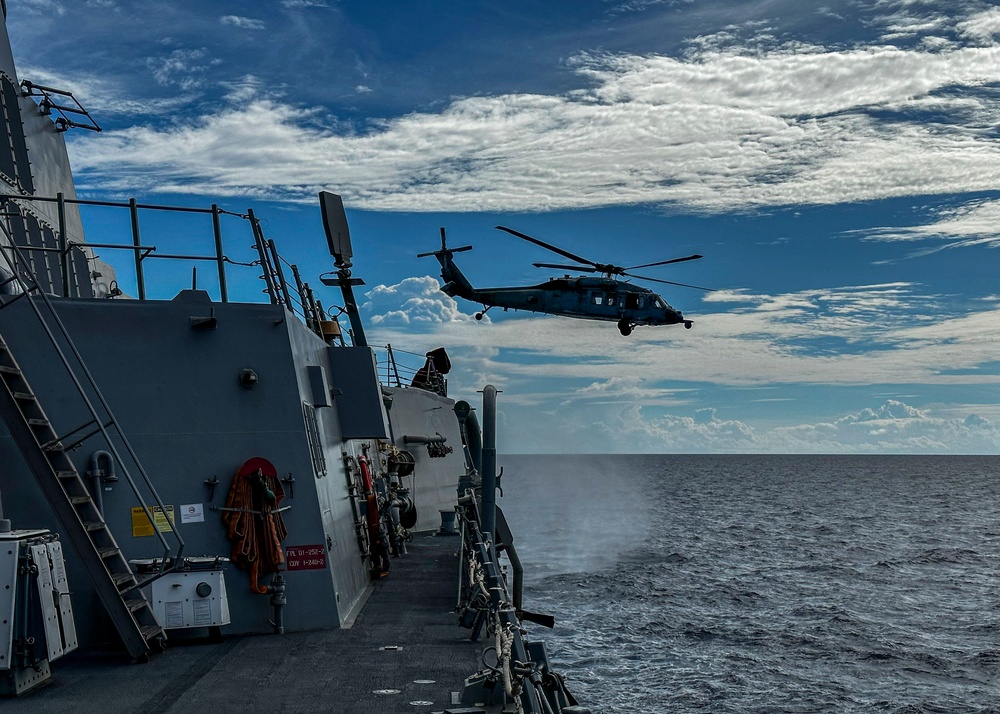 USS Rafael Peralta (DDG 115) conducts flight operations