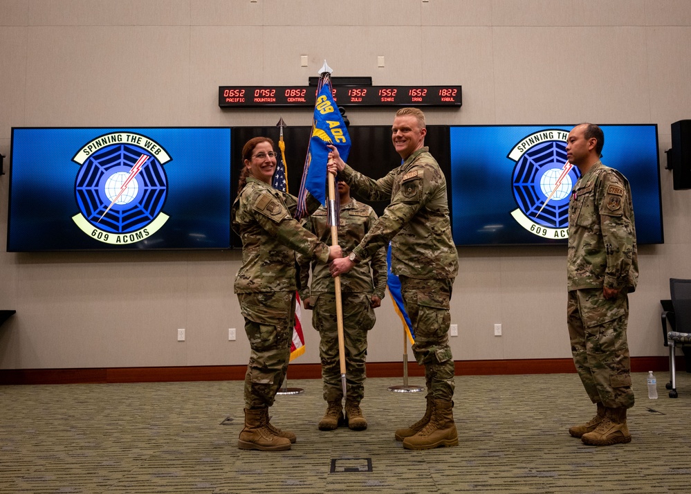 609th Air Communications Squadron conducts a change of command ceremony