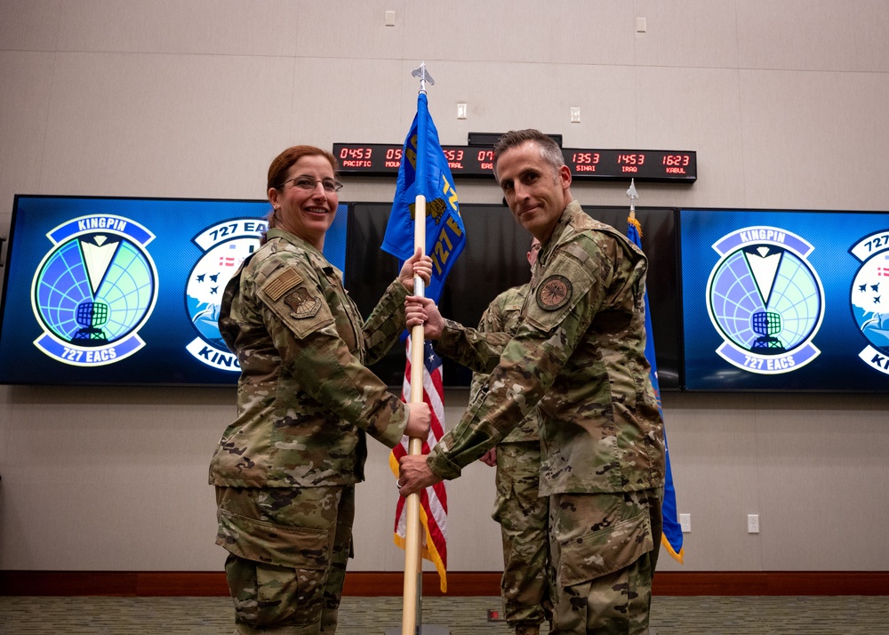 727th Expeditionary Air Control Squadron &quot;Kingpin&quot; conducts change of command ceremony