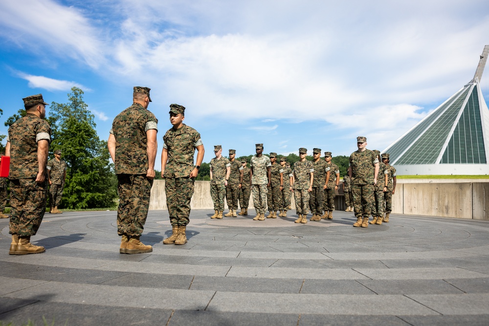 U.S. Marine husband and wife are promoted to sergeant per the Commandant's Retention Program