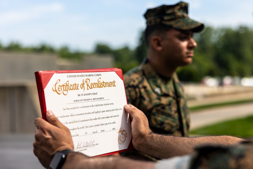 U.S. Marine husband and wife are promoted to sergeant per the Commandant's Retention Program