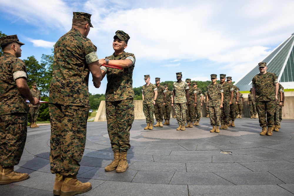 U.S. Marine husband and wife are promoted to sergeant per the Commandant's Retention Program