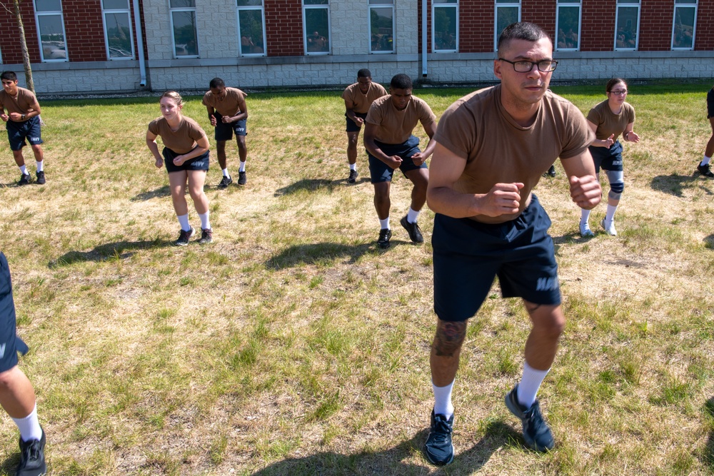 Recruits physically train at Recruit Training Command