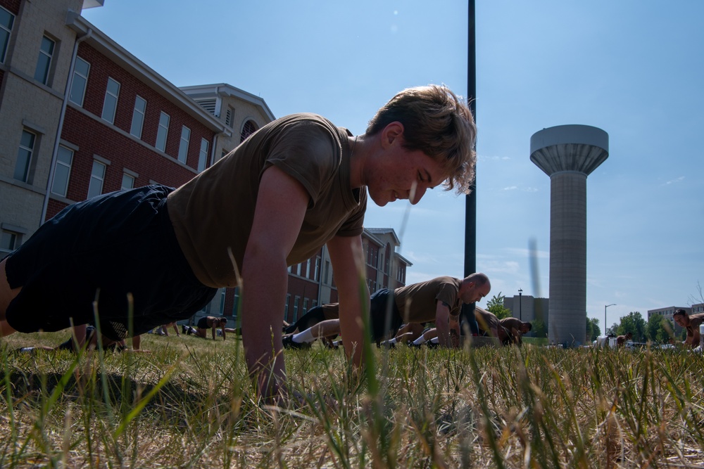 Recruits physically train at Recruit Training Command