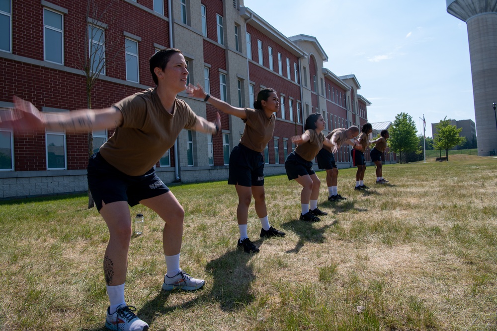 Recruits physically train at Recruit Training Command