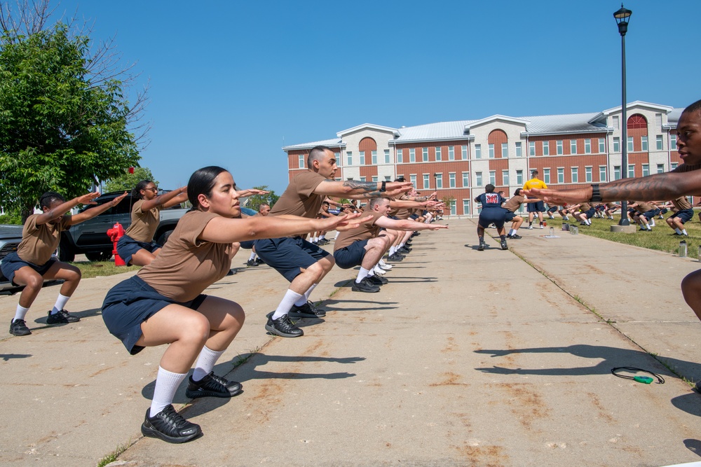 Recruits physically train at Recruit Training Command