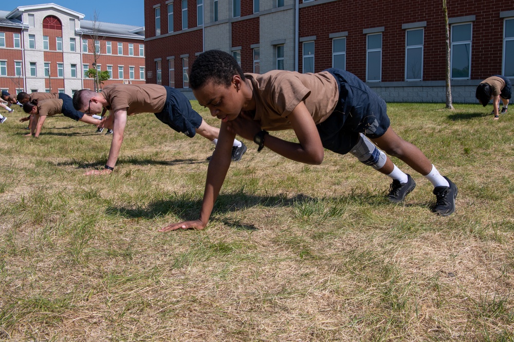 Recruits physically train at Recruit Training Command