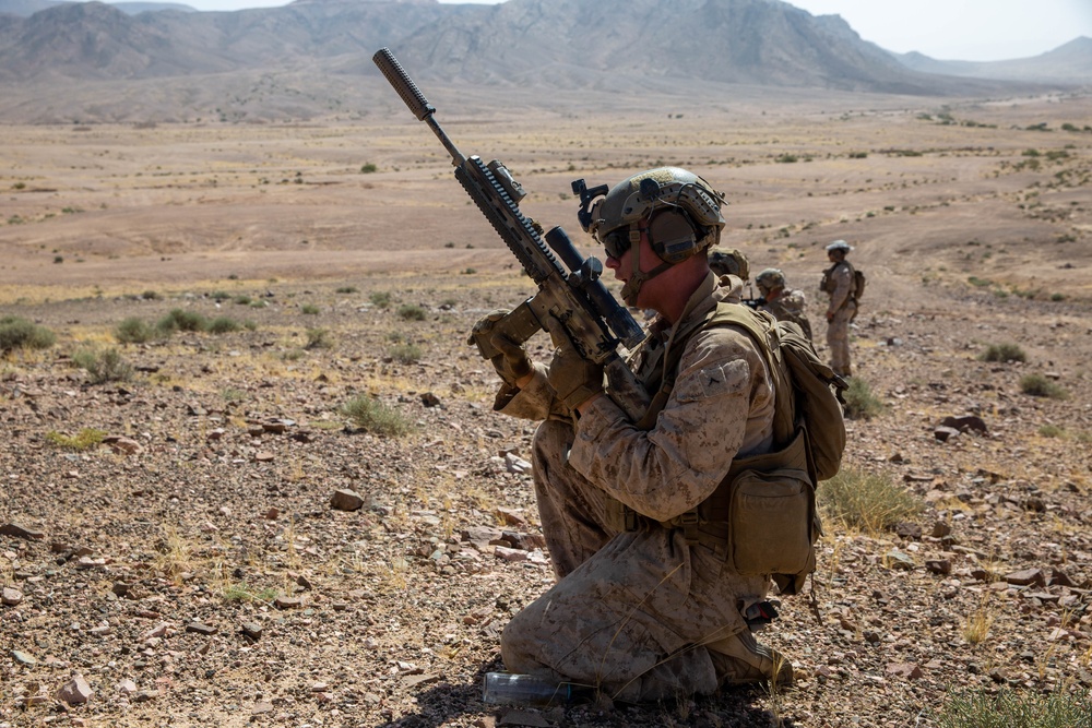 U.S. Marines conduct squad maneuver drills during Intrepid Maven 23.4