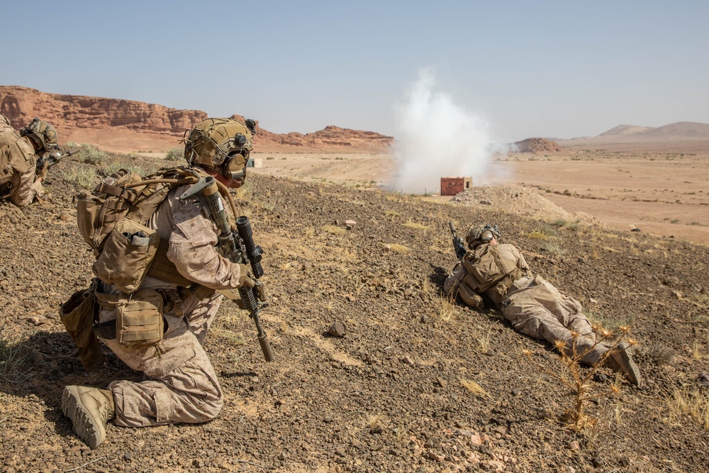 U.S. Marines conduct squad maneuver drills during Intrepid Maven 23.4