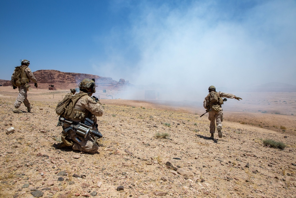 U.S. Marines conduct squad maneuver drills during Intrepid Maven 23.4