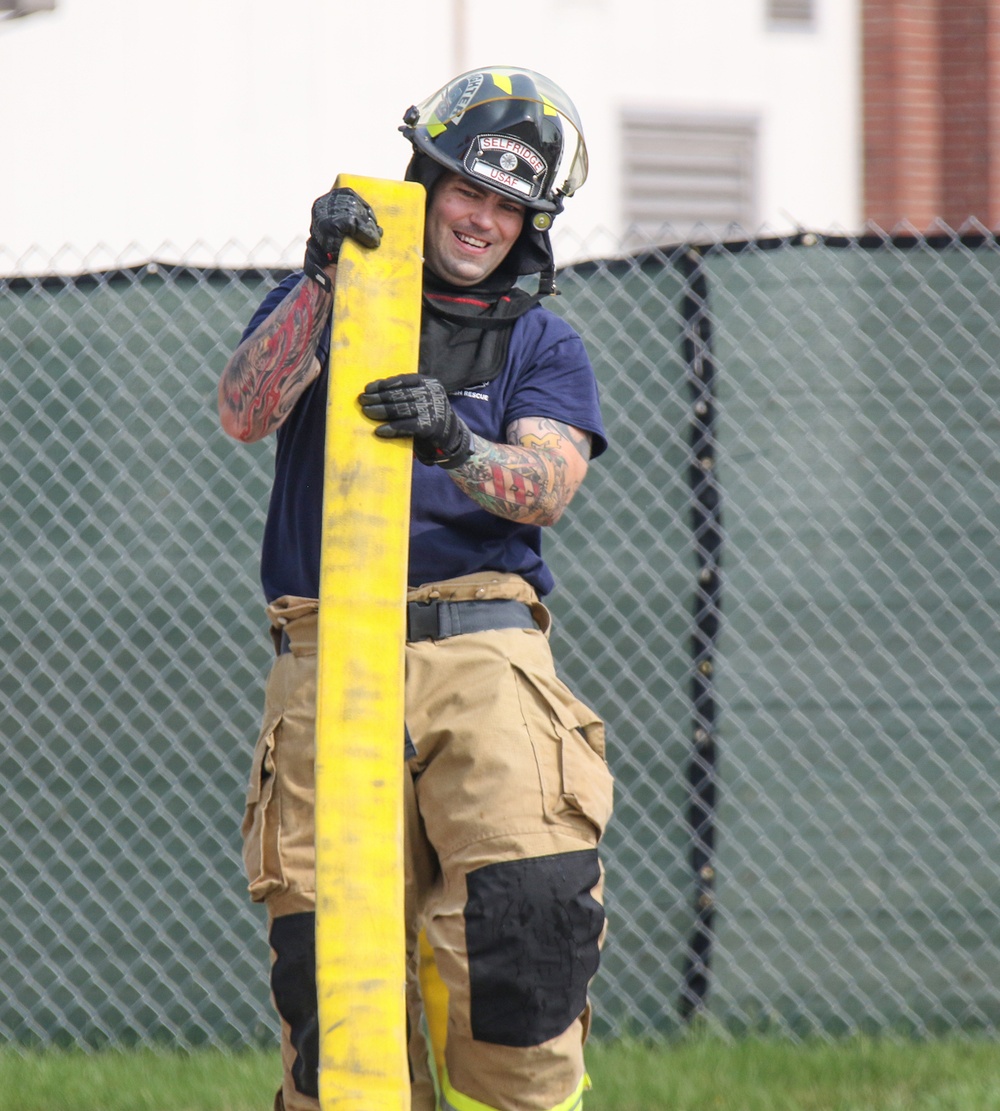 Selfridge Firefighters Train in Realistic Scenarios Inside Hangar Under Demolition.