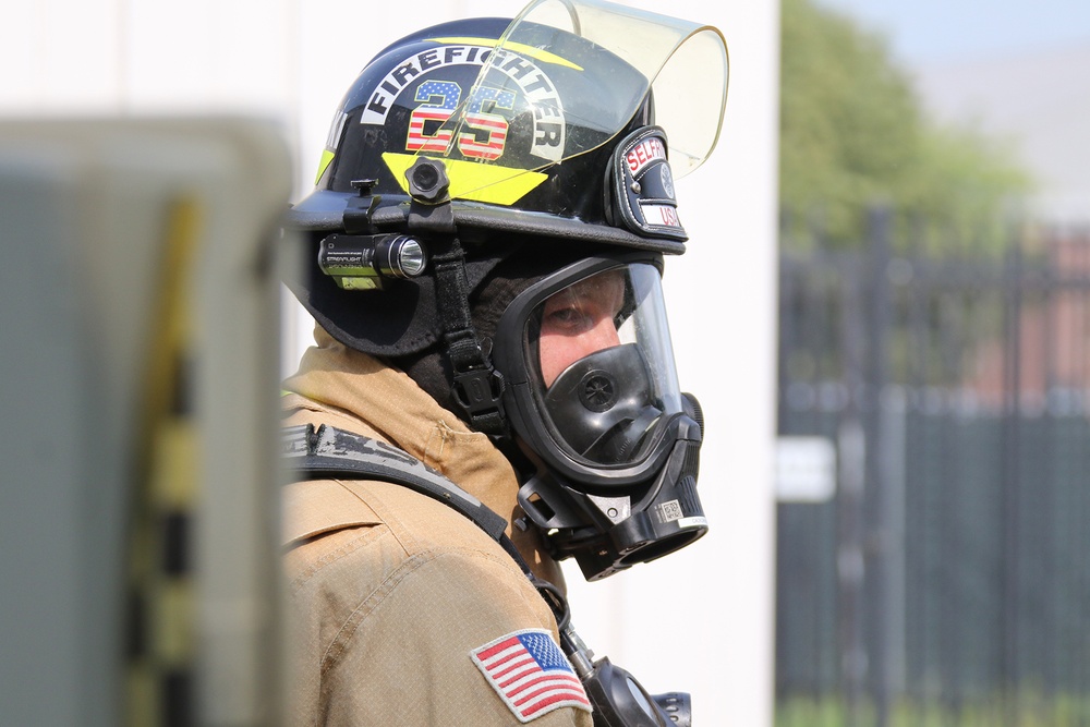 Selfridge Firefighters Train in Realistic Scenarios Inside Hangar Under Demolition.