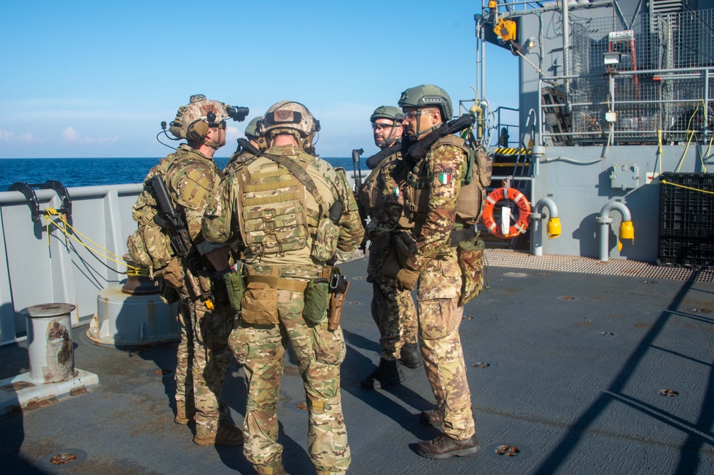 U.S. Navy Sailors Conduct VBSS with Italian Partners