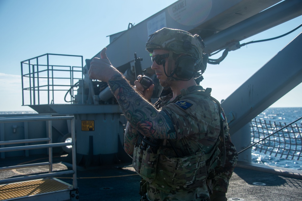 U.S. Navy Sailors Conduct VBSS with Italian Partners