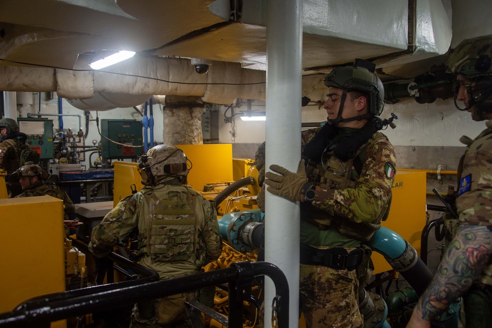 U.S. Navy Sailors Conduct VBSS with Italian Partners