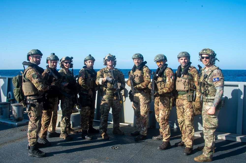 U.S. Navy Sailors Conduct VBSS with Italian Partners