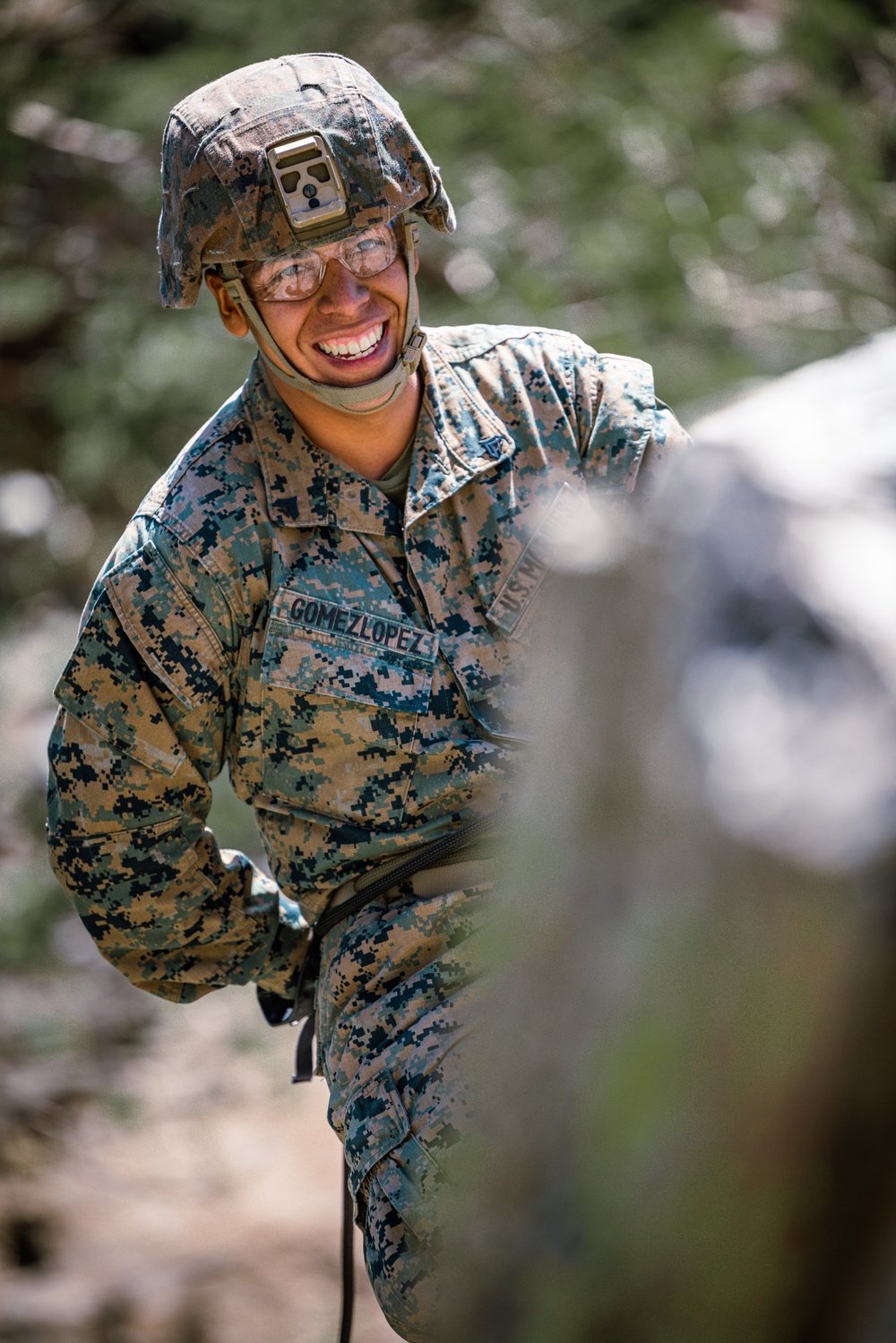 U.S. Marines with 4th Marine Division conduct rappelling training during Mountain Exercise 4-23