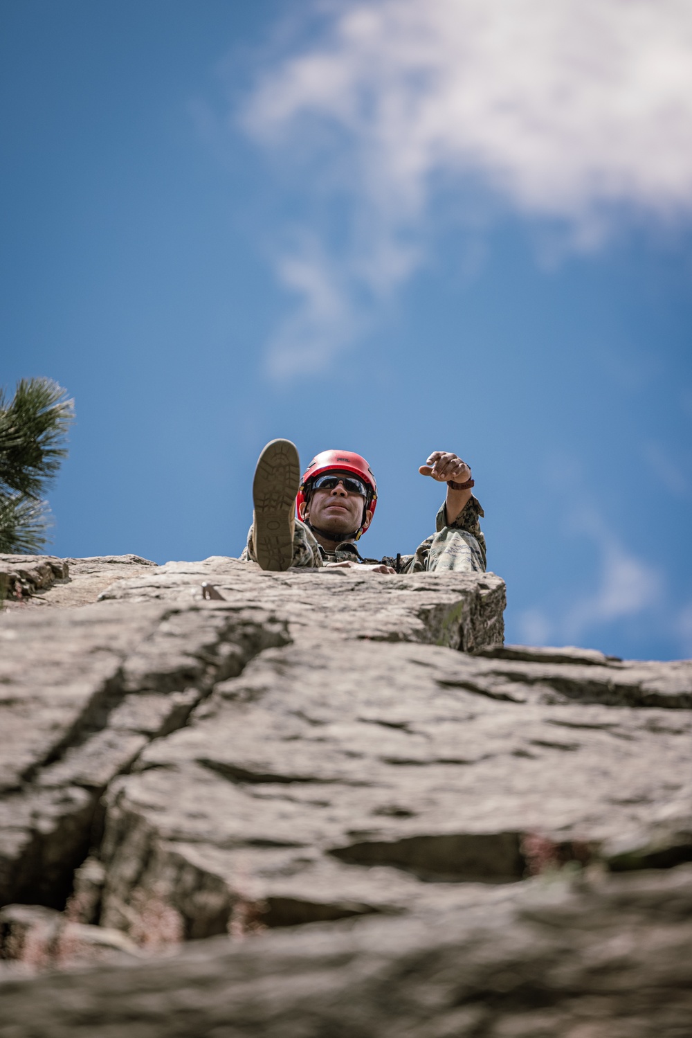 U.S. Marines with 4th Marine Division conduct ropes and rappelling training during Mountain Warfare Training Exercise 4-23