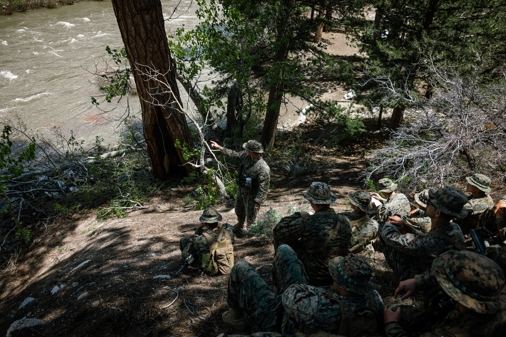 U.S. Marines with 4th Marine Division conduct ropes and rappelling training during Mountain Warfare Training Exercise 4-23