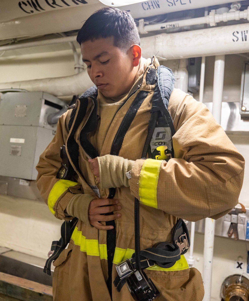 DC2 Juan Sanchez Dons Firefighting Gear