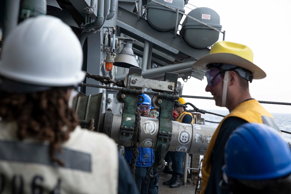 USS Normandy Conducts a Replenishment-at-Sea