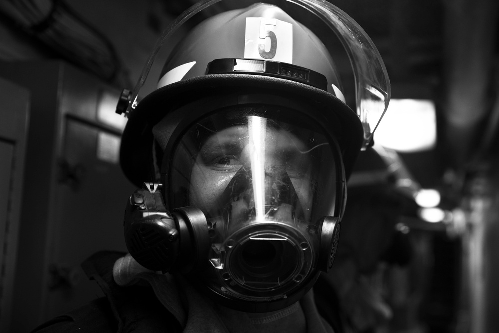 USS Normandy Conducts a General Quarters Drill