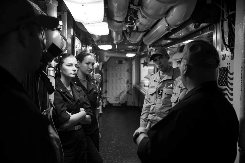 USS Normandy Conducts a General Quarters Drill