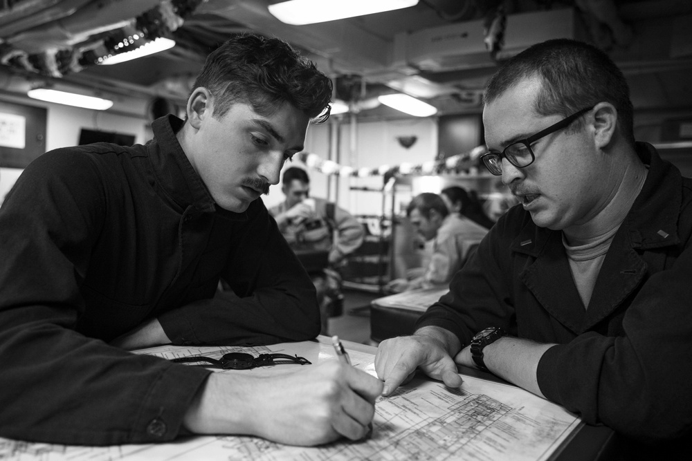 USS Normandy Conducts a General Quarters Drill