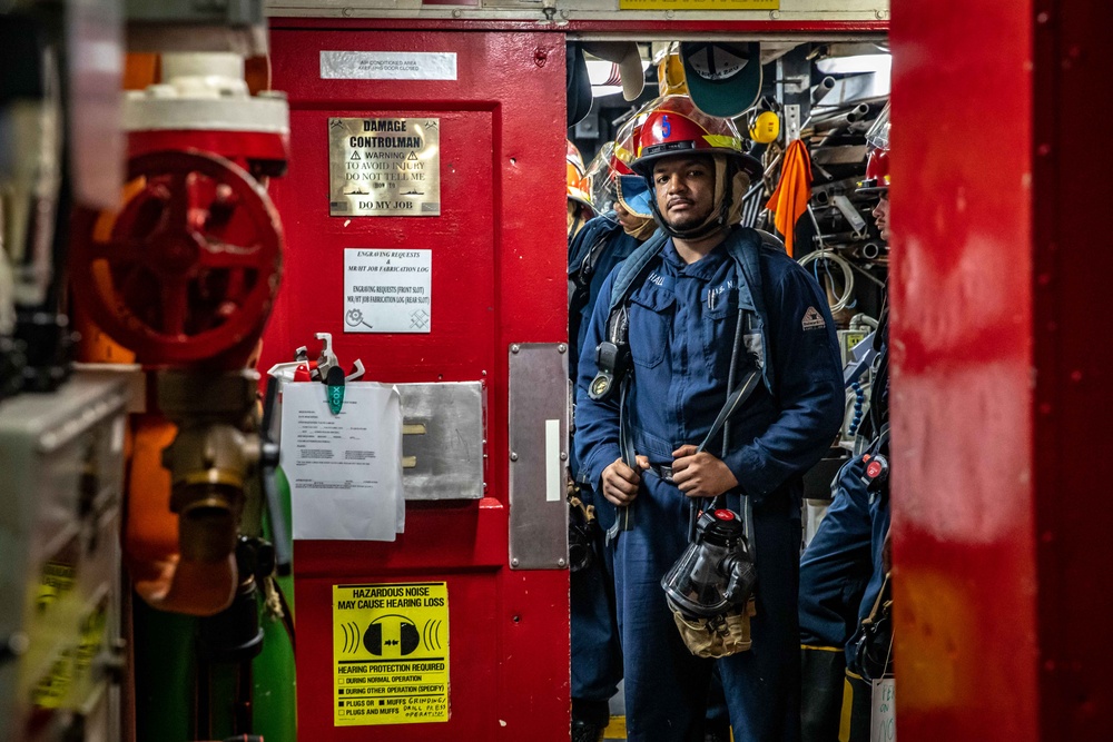 USS McFaul Conducts a Main Space Fire Drill