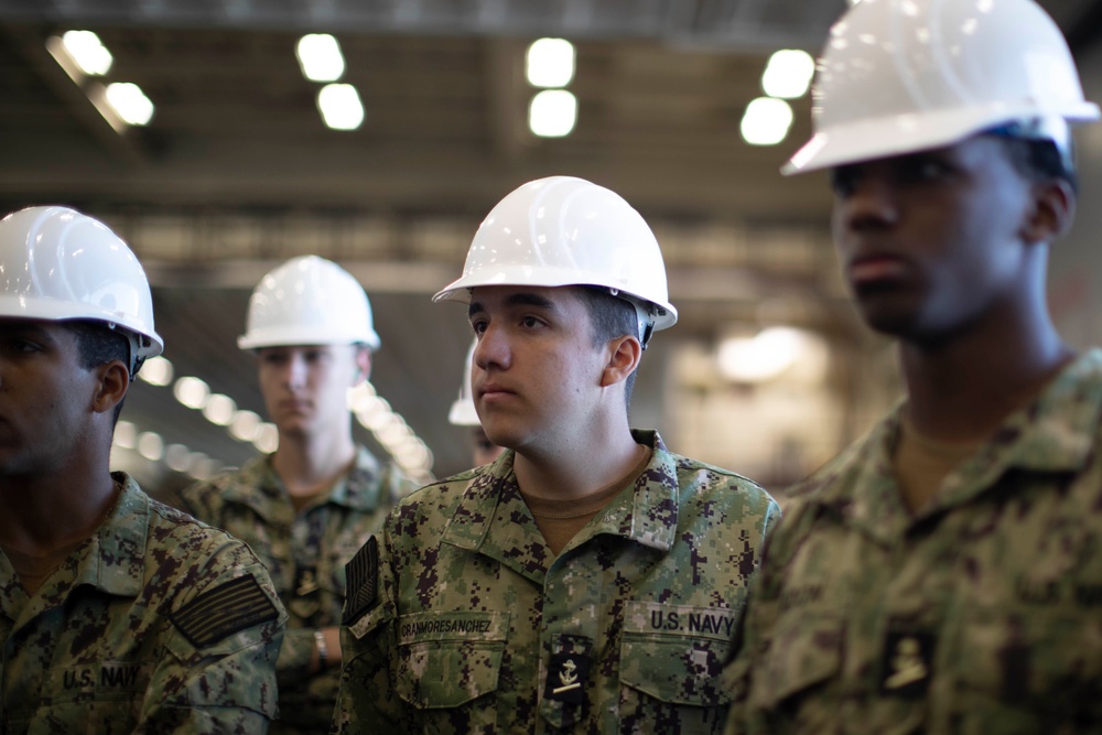 Midshipmen From U.S. Naval Academy Tour USS Tripoli