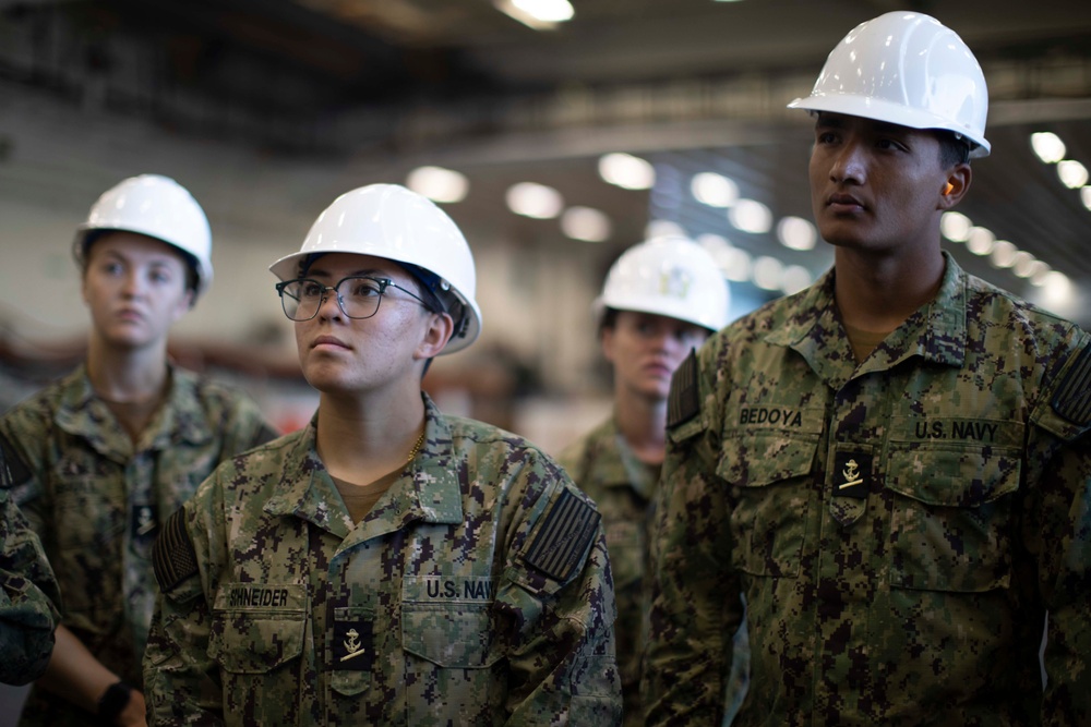 Midshipmen From U.S. Naval Academy Tour USS Tripoli