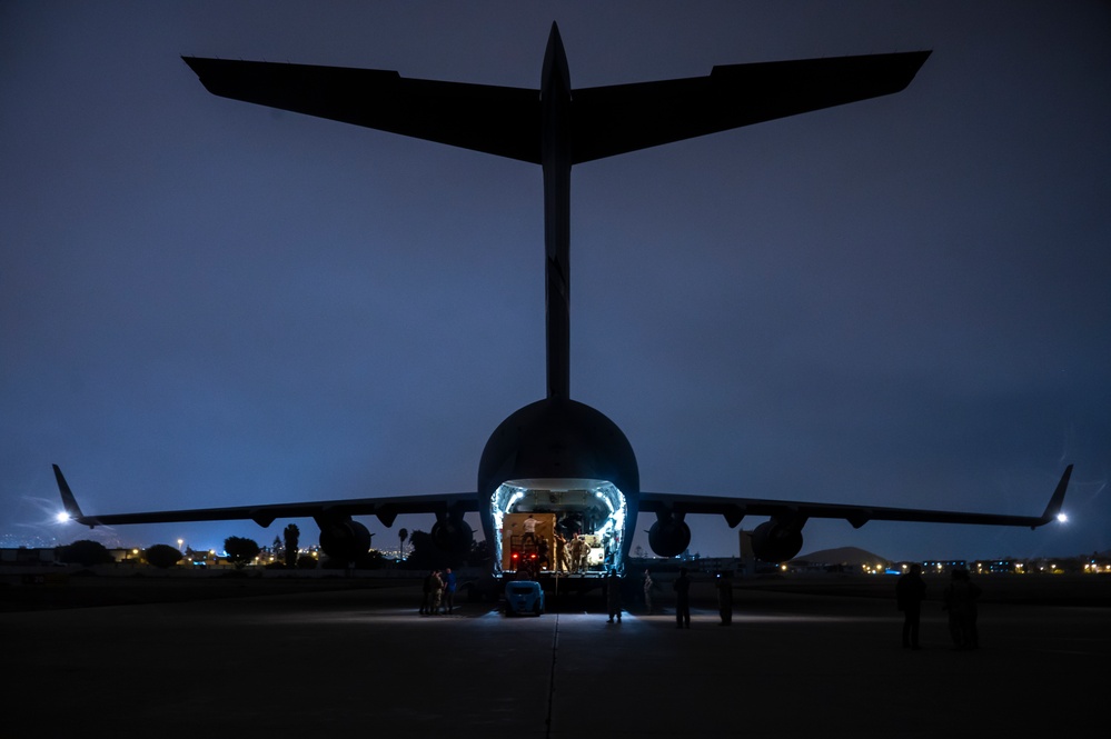 C-17 Globemaster lands at Las Palmas Air Base, Peru