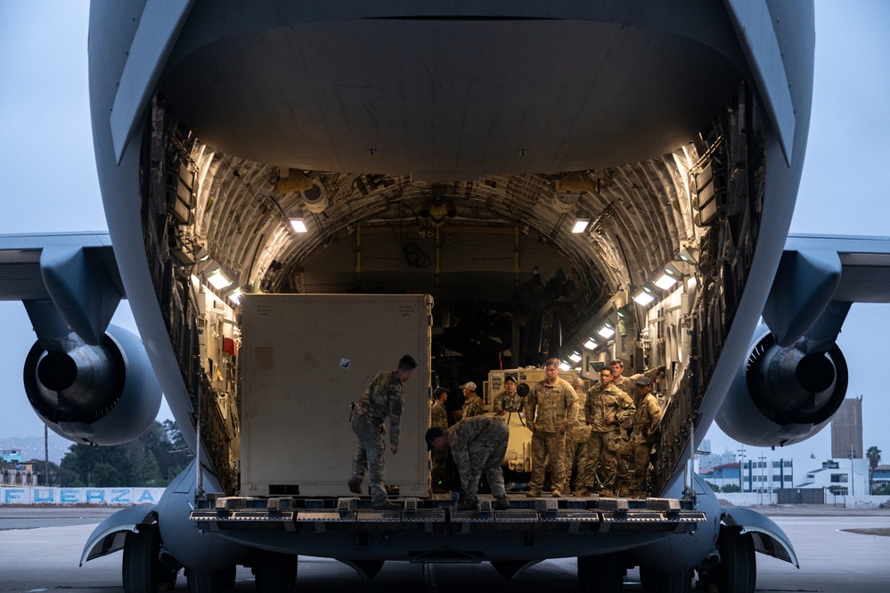 C-17 Globemaster lands at Las Palmas Air Base, Peru