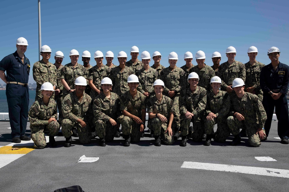 Midshipmen From U.S. Naval Academy Tour USS Tripoli